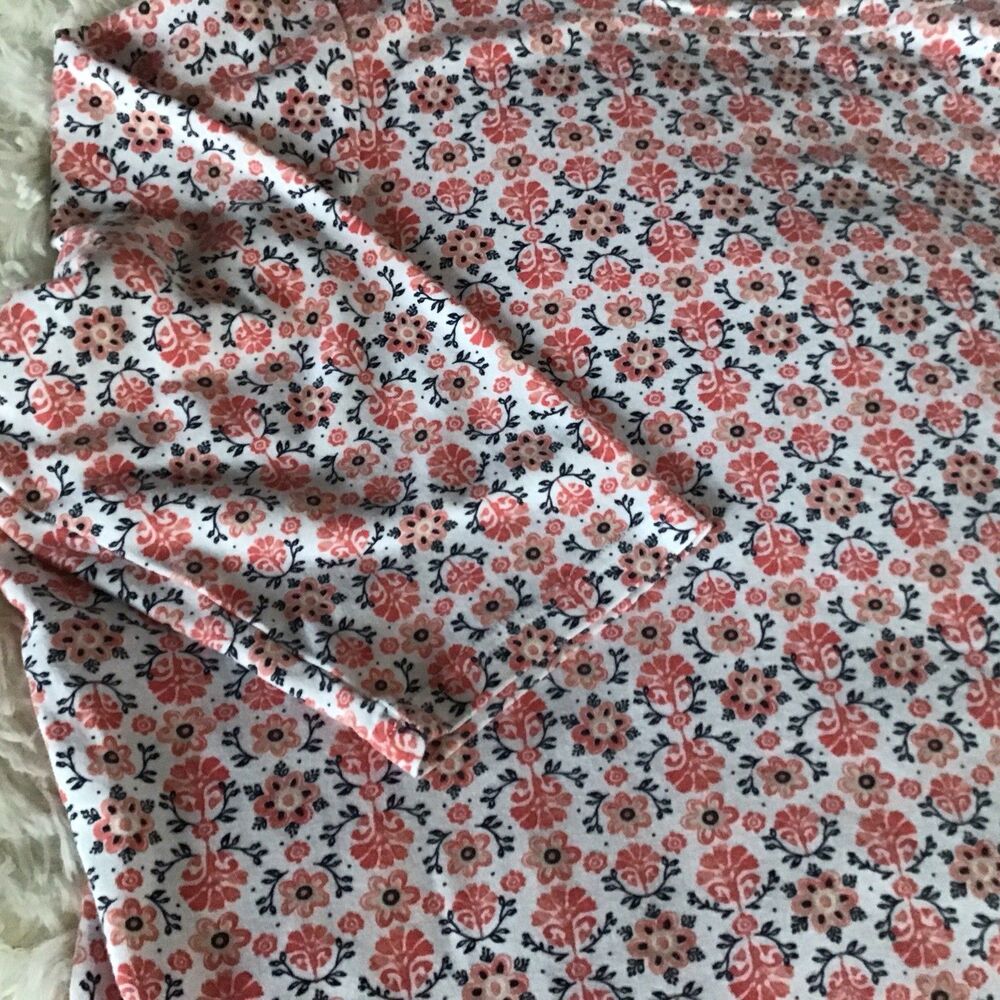 Croft & Barrow Orange Floral Top Size 2X 3/4 Sleeve 100% Cotton Tagless - Picture 2 of 6